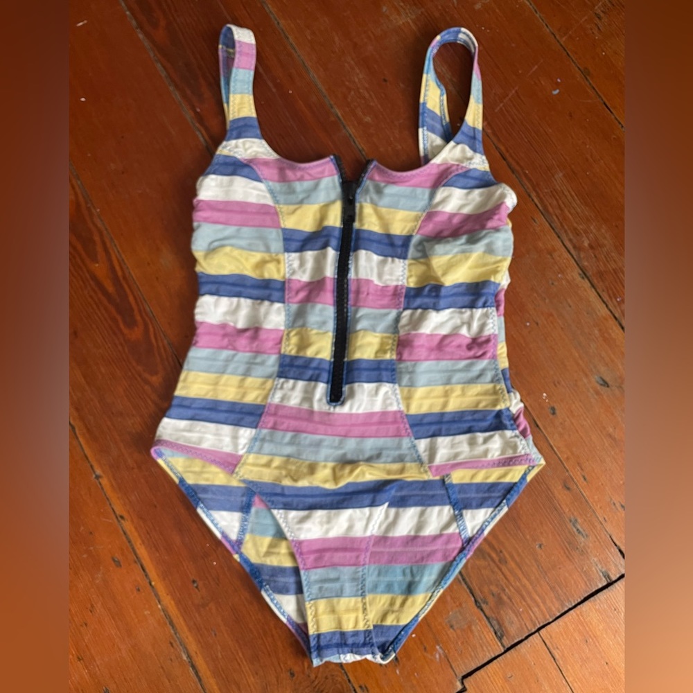 Lisa Marie Fernandez Jasmine Zip-detailed Striped One Piece Swimsuit
